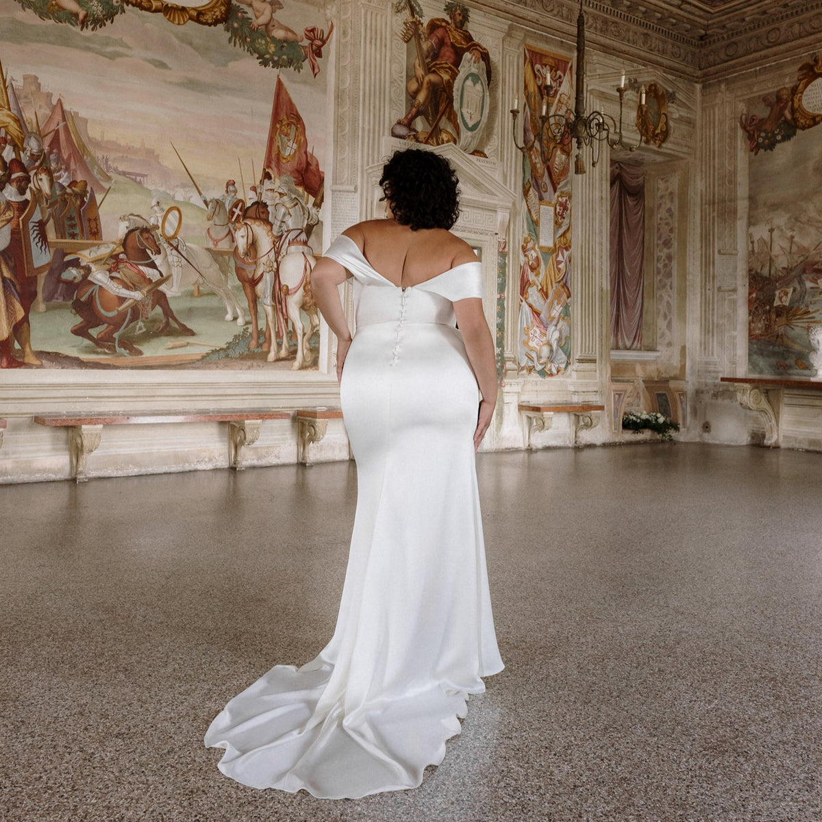 off shoulder simple wedding dress Ivory Satin A-line Ankle-length Dress, Bridal Gown, MW627 Its simple White Tulle A-line Off-the-Shoulder Wedding