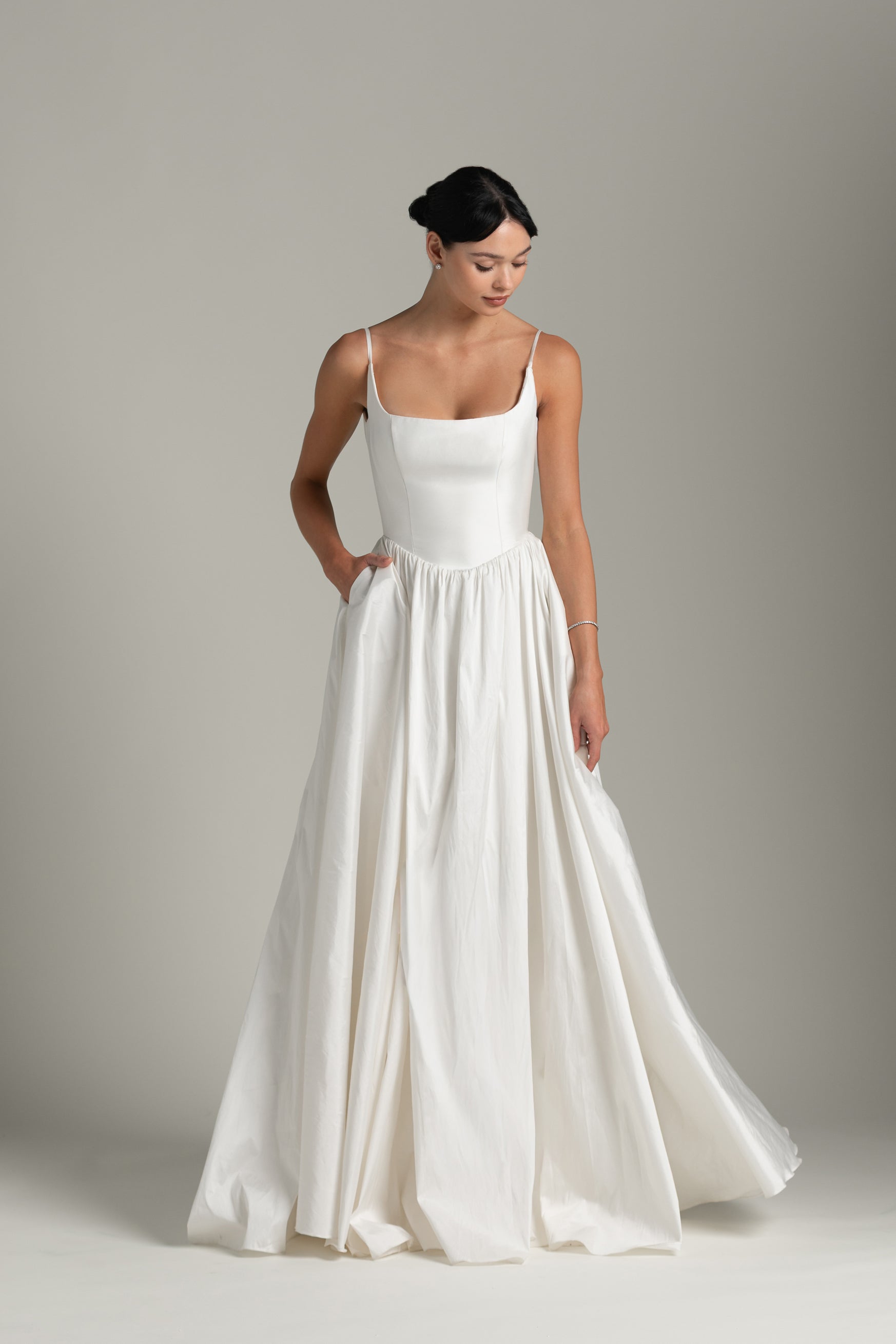 Amelie (Basque Waist): A modern wedding dress with a square neck, basq – Aesling Amelie (Basque Waist): A modern wedding dress with a square neck, basq – Aesling