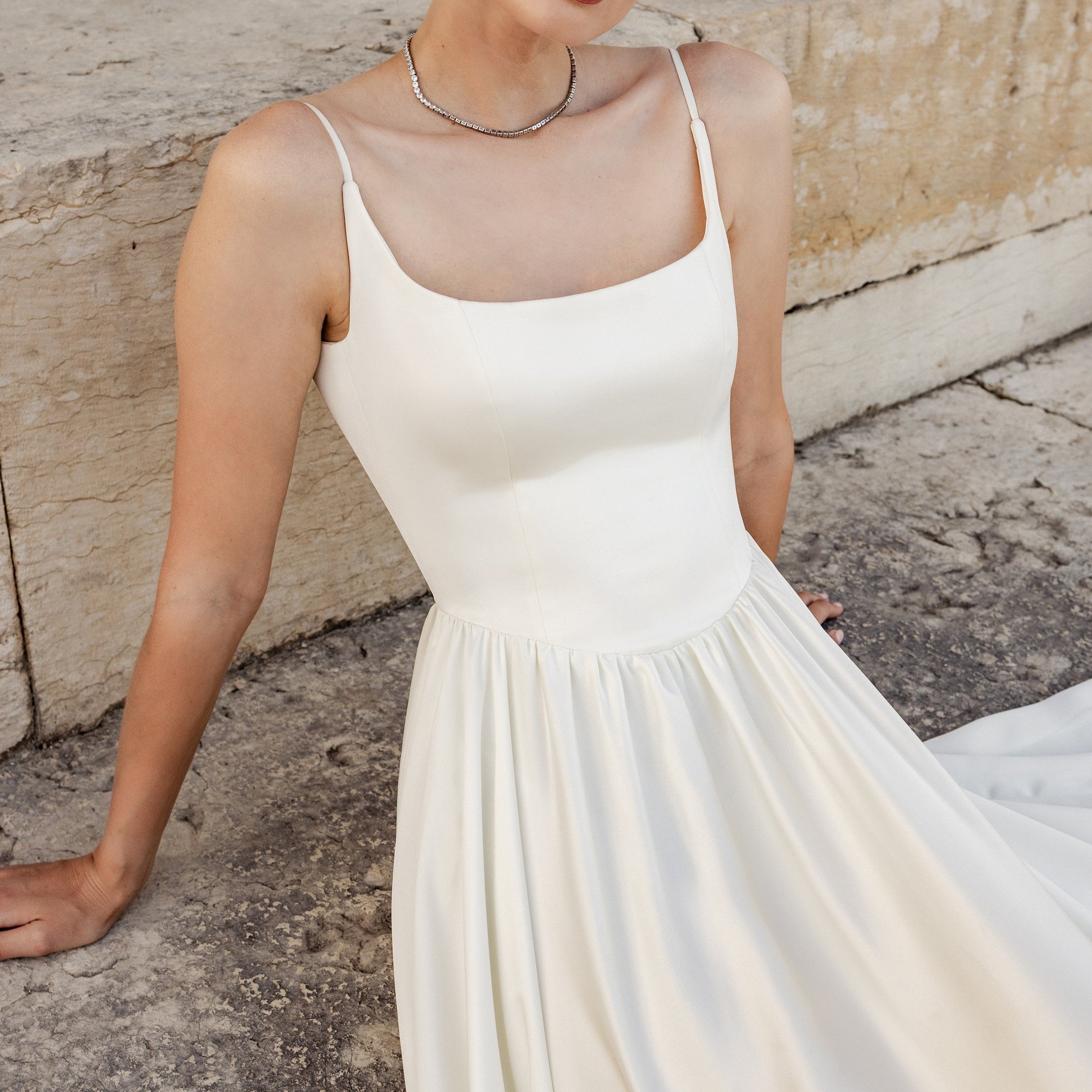 Amelie (Basque Waist): A modern wedding dress with a square neck, basq – Aesling Amelie (Basque Waist): A modern wedding dress with a square neck, basq – Aesling