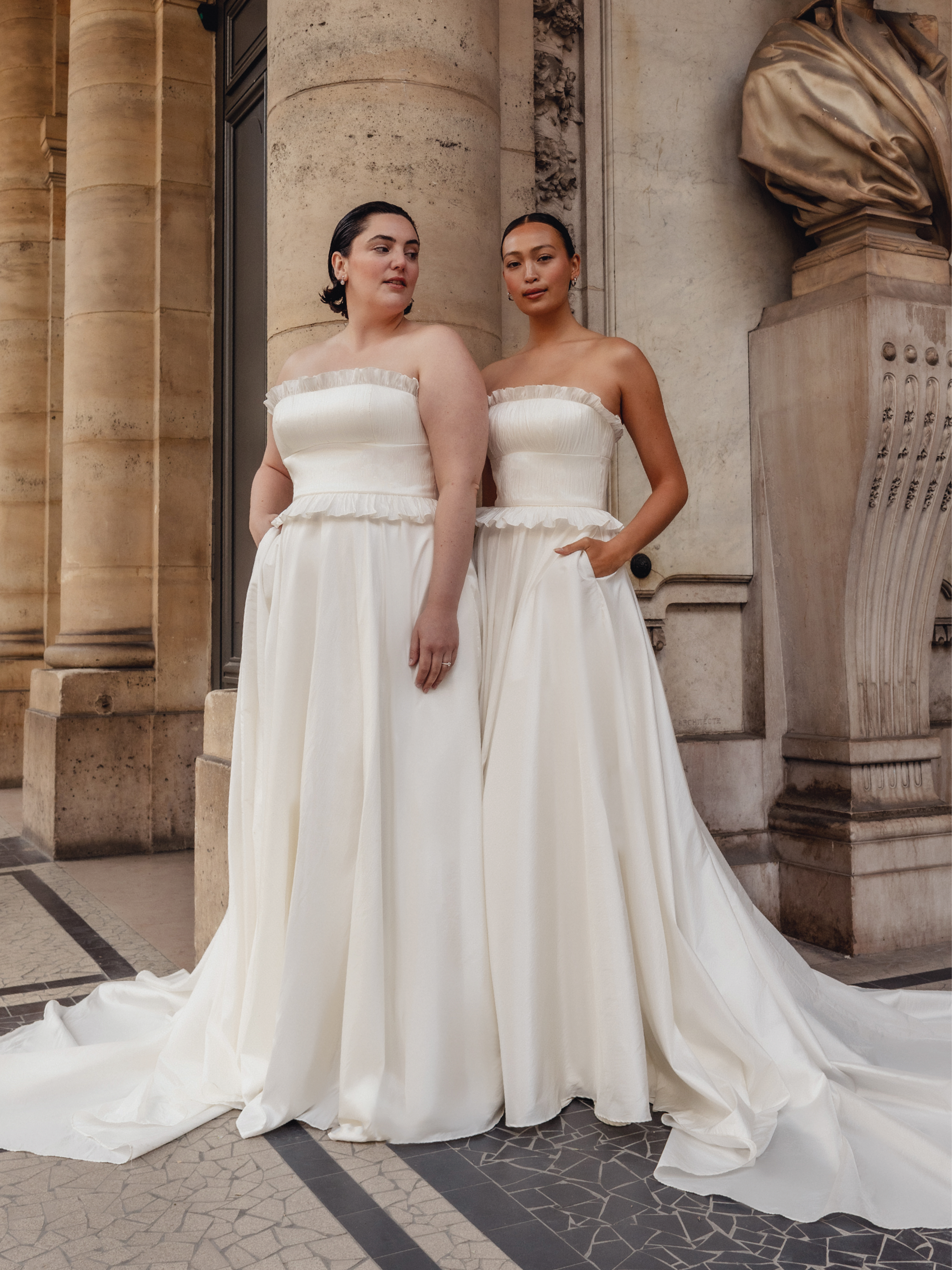 Kahlo : A taffeta wedding gown with frill detailing along the neckline + waist (Copy)